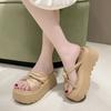 8CM NEUE Lässige Keil-Slipper für Damen Sommer Rutschfeste Plateau-Sandalen Frau Offene Zehen Bequeme Damen Klobige Strand-Slipper