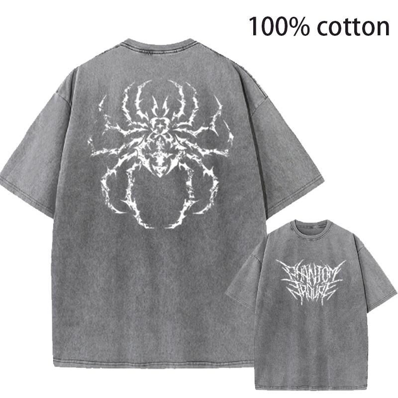 Anime Hunter X Hunter Hisoka And Chrollo Logo Washed Graphic TShirt Men Vintage T-Shirts Casual Cotton Streetwear Harajuku Top