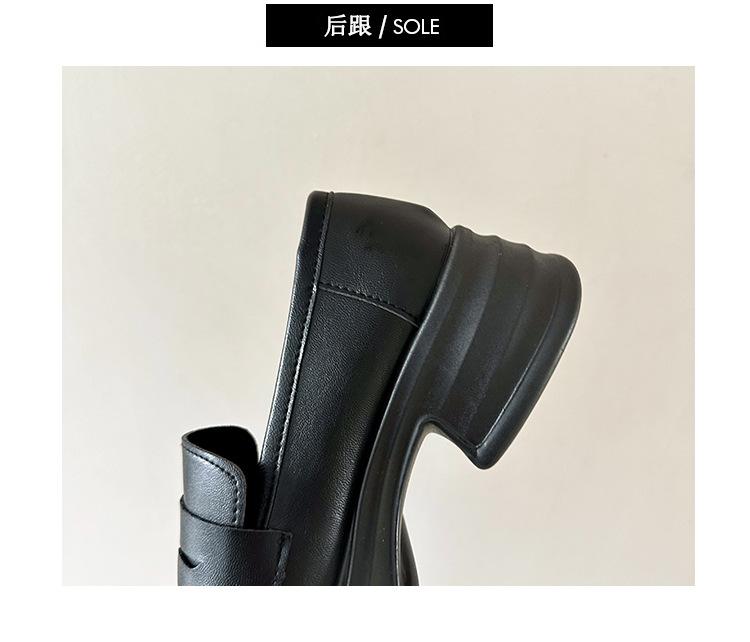 Kerek orrú platformos egysoros cipő női fekete főiskolai stílusú kis bőr cipő sokoldalú brit mokaszin jk egyenruha cipő