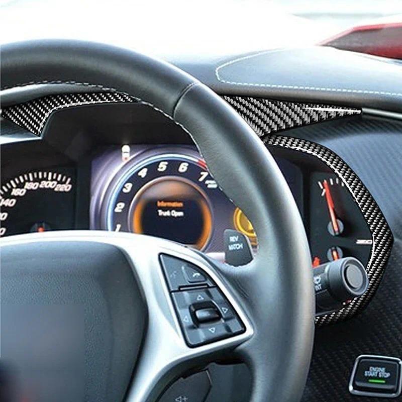 For Chevrolet Corvette C7 2014-2019 Car Carbon Black Dashboard Frame Cover Trim Stickers Auto Interior Parts