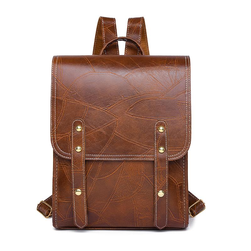 Nueva Mochila de PU Cuero Moda Dama Alta Capacidad Impermeable Universidad Mochila Trendy Niñas Bolsos Escolares para Portátil