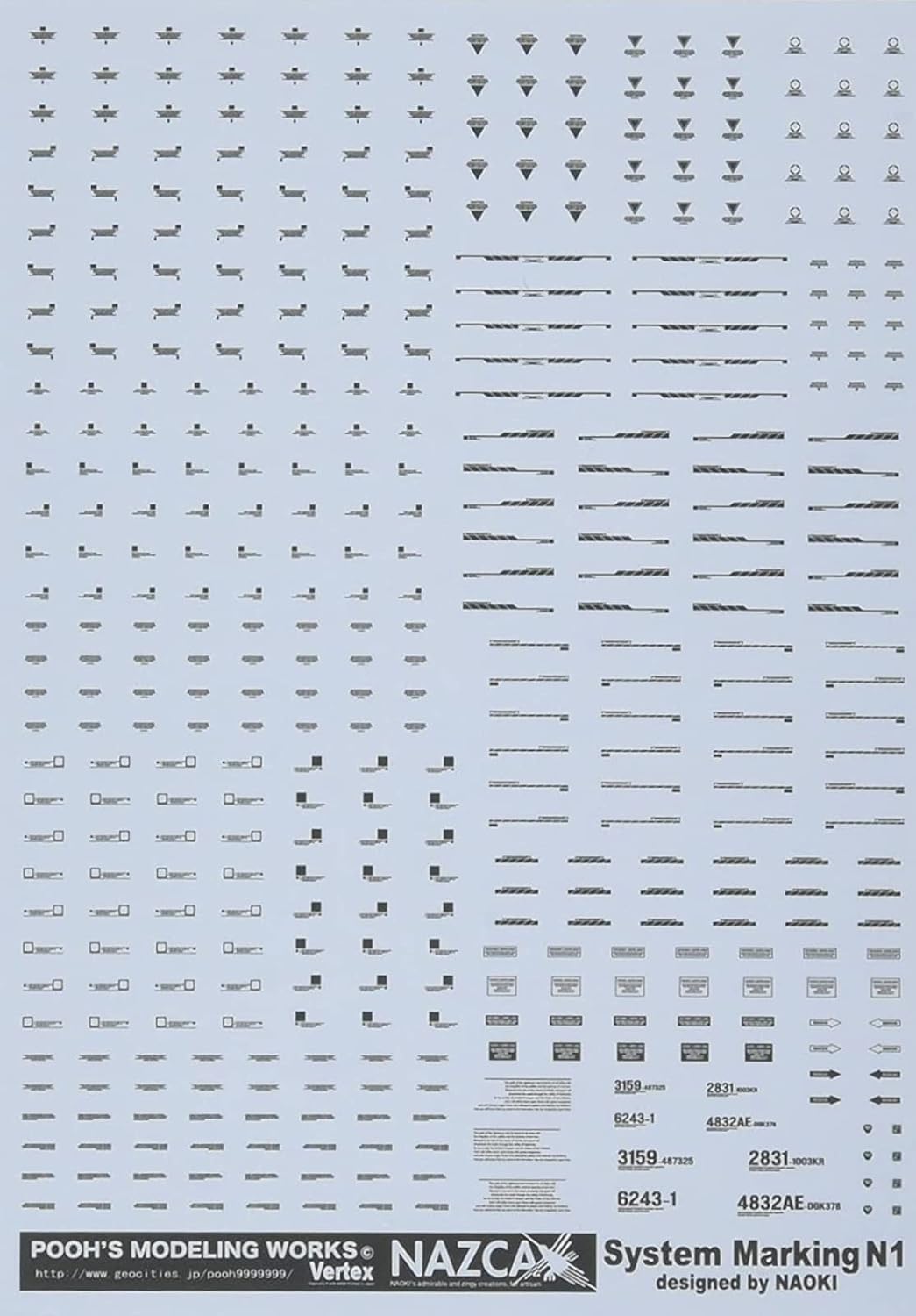 

Modeling Works Vertex System Marking N1 Dark Gray Plastic Model Decals Poo s VSC-N1K