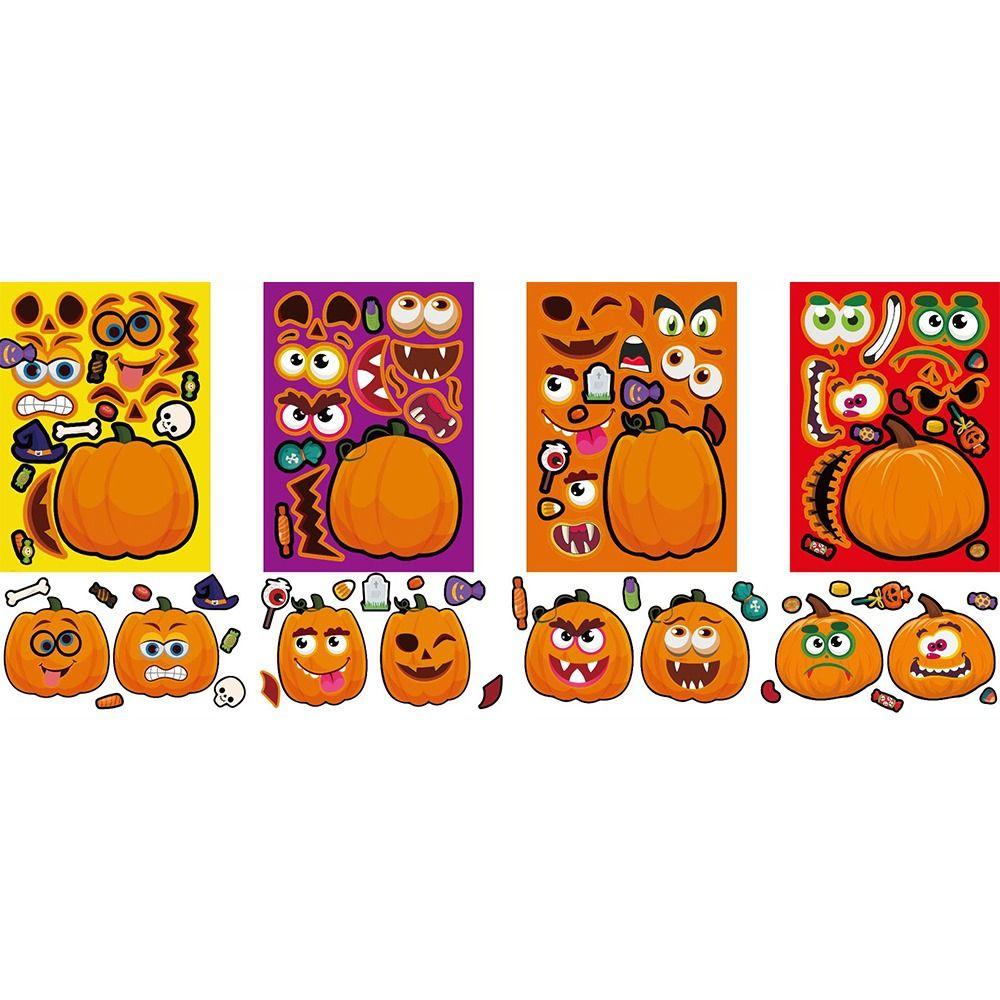 16pcs Make Your Own Pumpkin Puzzle Stickers Cartoon Kids Assemble Jigsaw  Kids Educational Game