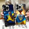Blue Yellow Ukrainian Girl Plating Phone Case For Iphone 16 17 Pro Max Air 16E 14 15 Plus 12 13 Mini Anti-Fall Airabag Cover