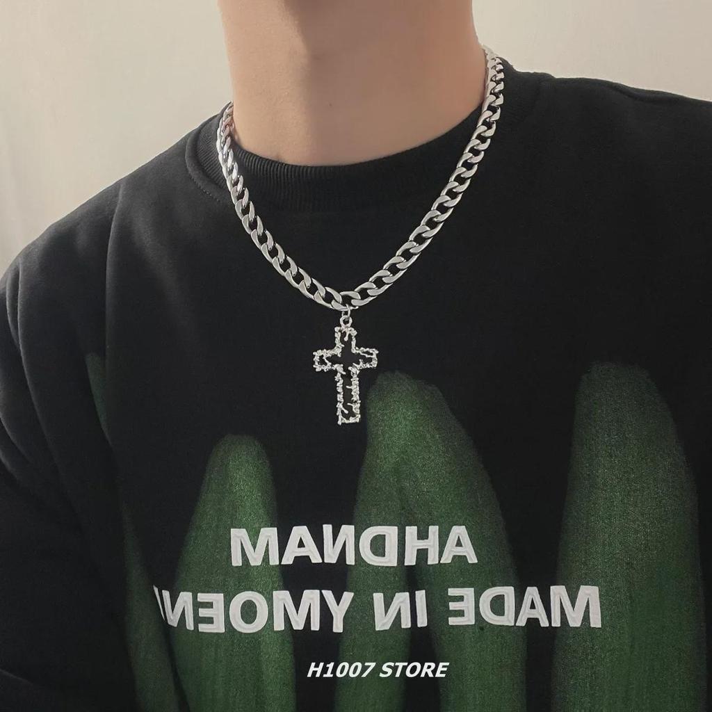 Dark Melting Style Cross Hip-Hop Cuban Necklace - Unisex Clavicle Sweater Chain