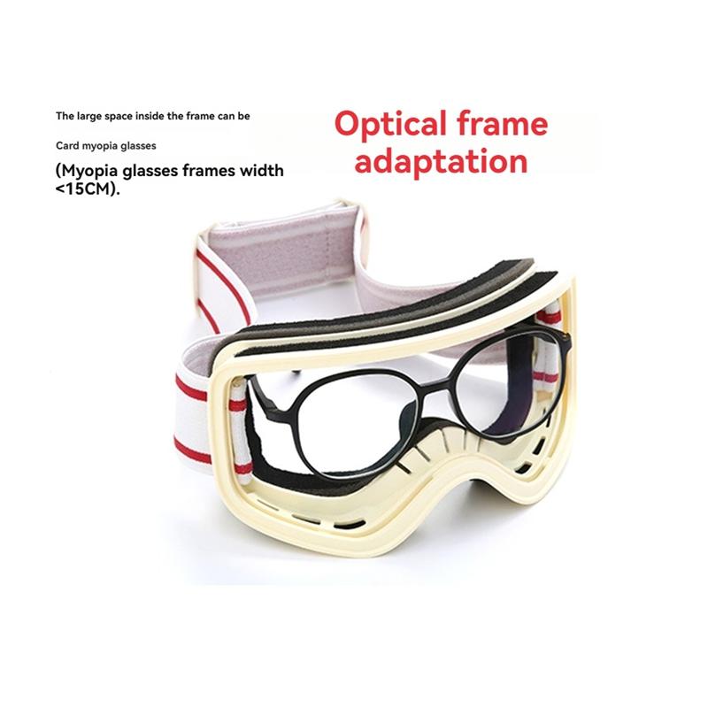 5A-Ski Snowboardbrille Für Herren & Damen Schutz Antibeschlag Doppelscheibe Überbrille Mit Zylindrischem Design