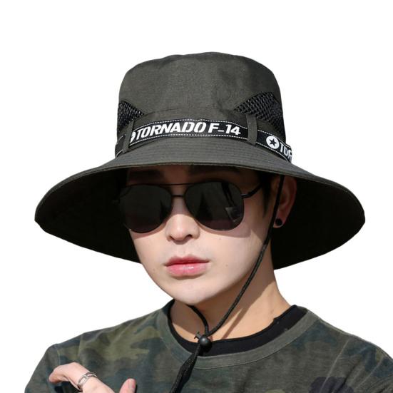 Men Outdoor Hat Letter Print Anti-UV Soft Casual Fishing Fisherman for Adult