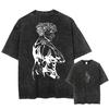 Parentchild Fashion Anime Comfortable Tshirt Jujutsu Kaisen Washed Tee Vintage Oversized Anime Graphic Men Casual Tops