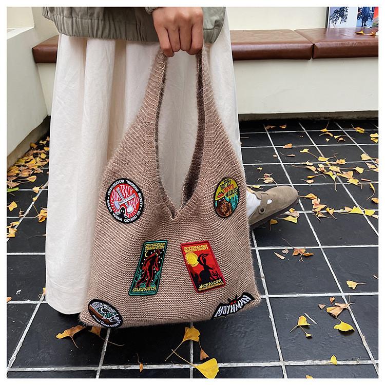 Cotton Casual Shoulder Bag With Knitted Design For Daily Use