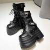 Fashion 13.5CM,17CM Women Punk Boots Autumn Platform Outdoor Leather Sneakers Chunky Motorcycle Boots Nightclub Party Cosplay Shoes