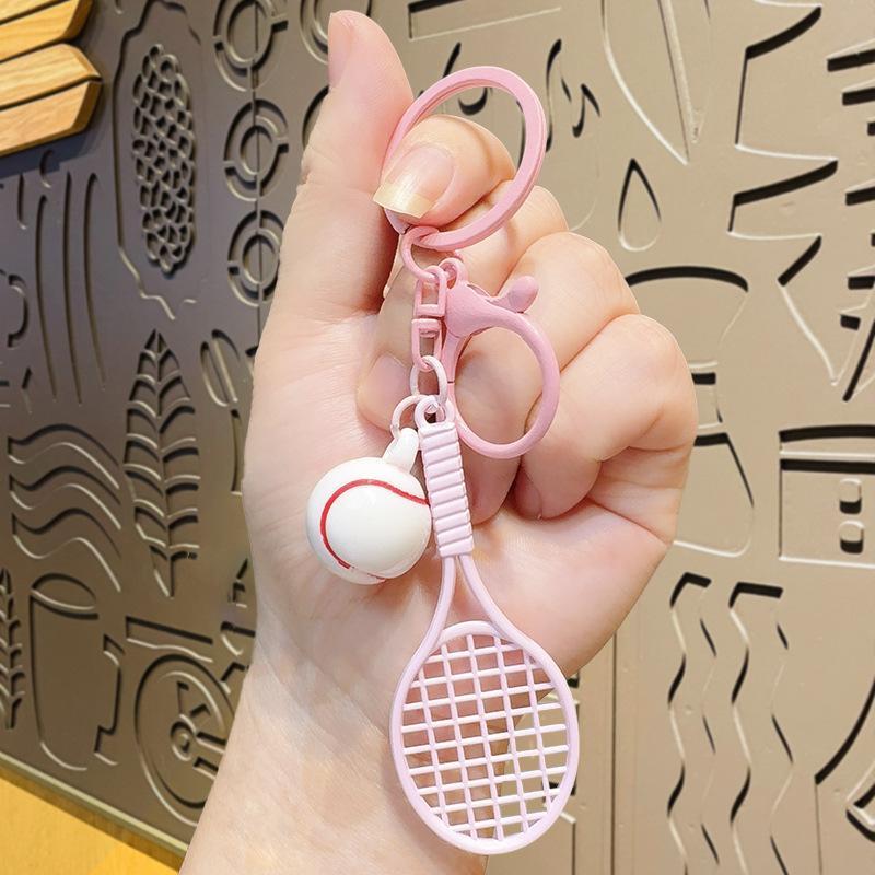 Mini Keychain Tennis Party Favors Tennis Ball Key Ring Tennis Bag Pendant Sports Keychain For Boys Girls School Carnival Reward