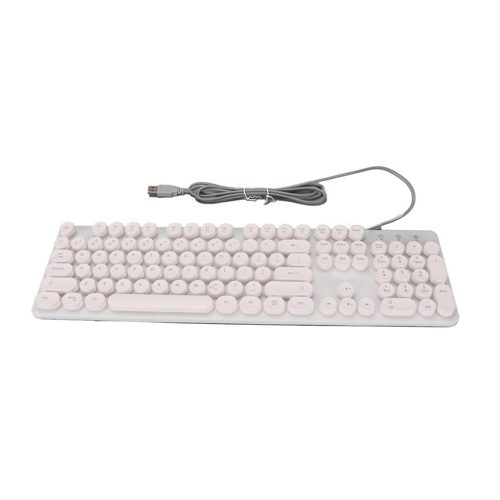 Mechanical Gaming Keyboard RBG Backlit USB 104 Keys Wired Retro Punk Computer Keyboard for Laptop White