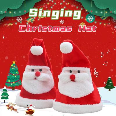 Singing Christmas Hat Swinging Shakes Motorised Funny Christmas Gift 38cm Adjustable Size