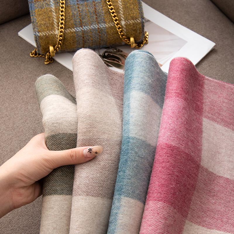 100% Wool Plaid Scarf for Women - High-end, Warm, Versatile with Tassels - Perfect for Autumn and Winter