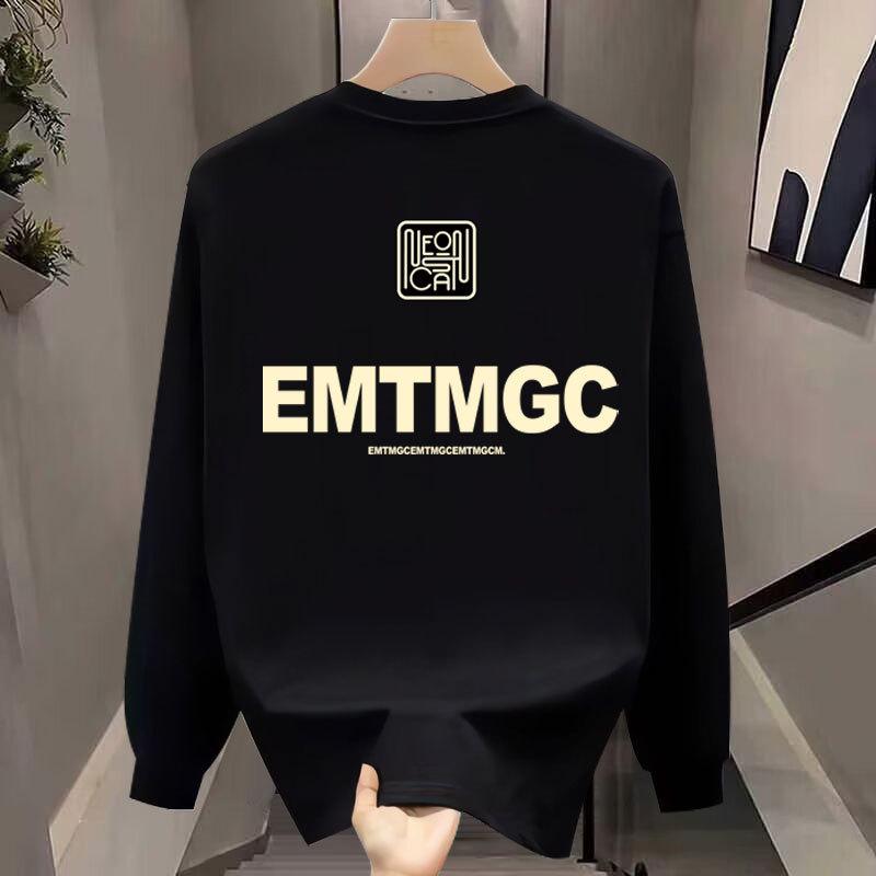 American Heavy Trendy Brand Pure Cotton Printing Men'S Long-Sleeved T-Shirt Spring And Autumn Sweater Casual Round Neck High-End T-Shirt