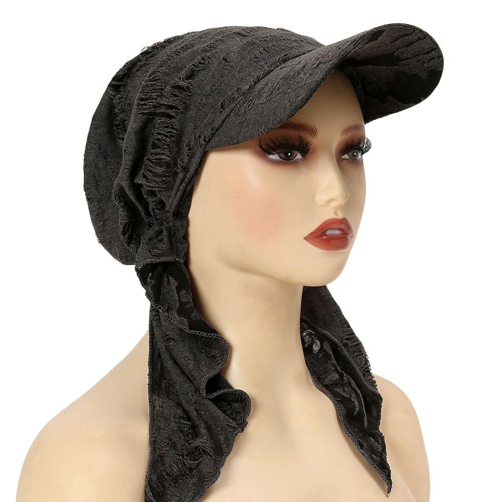 Stretch Fabric Baseball Cap Headscarf Curved Brim Sun Hat Headwrap Hajj Umrah