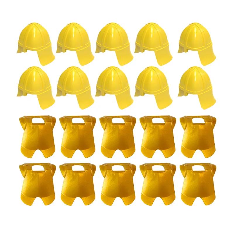 MOC Medieval Military Building Blocks Weapon Figure Accessories Shoulder Armour Helmet Bow Cape Hat Sword Brick Toy Gift X038