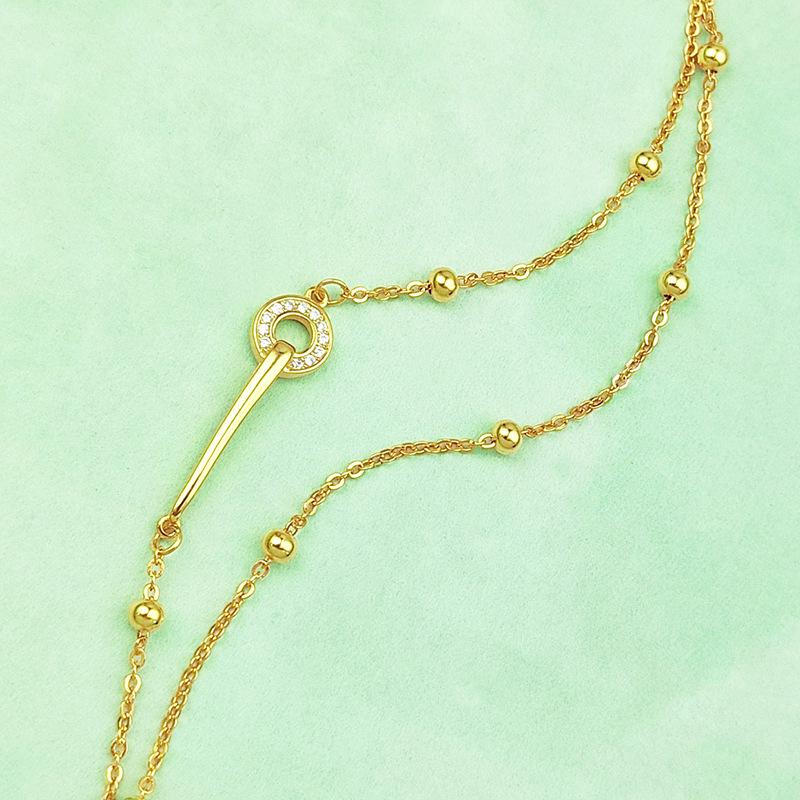 

S925 Sterling Silver Double-Layer Stacked Round Ring Bracelet, Exquisite Light Luxury Design, High-End Jewelry for Women золотий