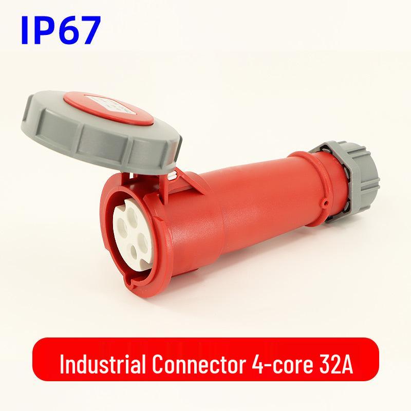 Waterproof 3-core 4-pin 5-hole Male-Female Aviation Plug Socket, Three-Phase Electrical Connector, 16A/32A, IP67.