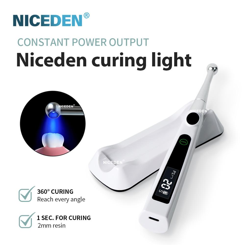 Niceden 1S Dental Curing Light Wireless LED Cure Lamp Max 2400mW/cm² Dental LED Lamp Light Cure