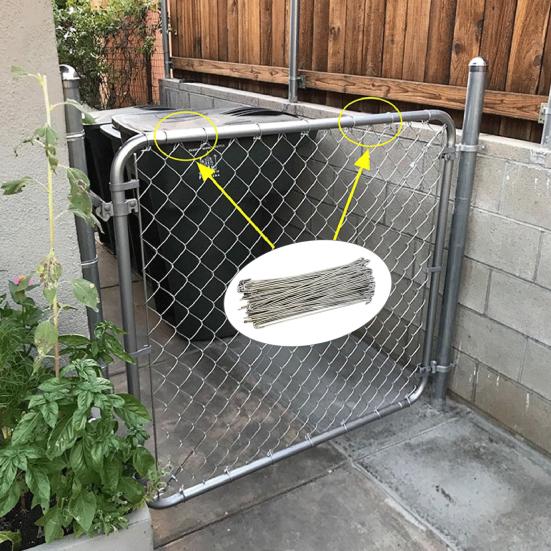 Yousheng 100 Peças Amarras de Arame para Cerca de Corrente Aço Inoxidável Pesado Postes Trilhos Cerca de Corrente Canil para Cães Reparo Anticorrosivo Amarras para Cerca