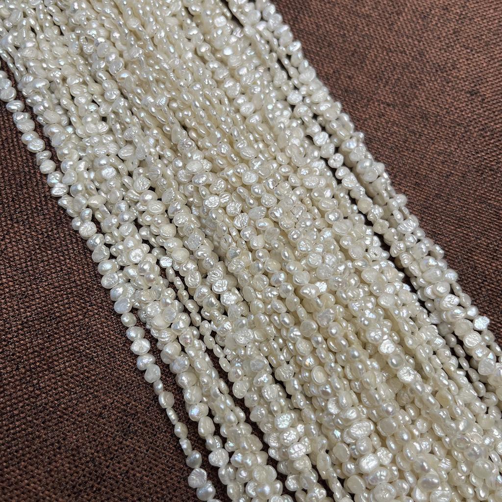 1String, White Natural Freshwater Pearls, Handmade Nugget Pearl Pearl Beads for Jewelry Making DIY Crafts (Beads 3-5mm, Length 36cm)