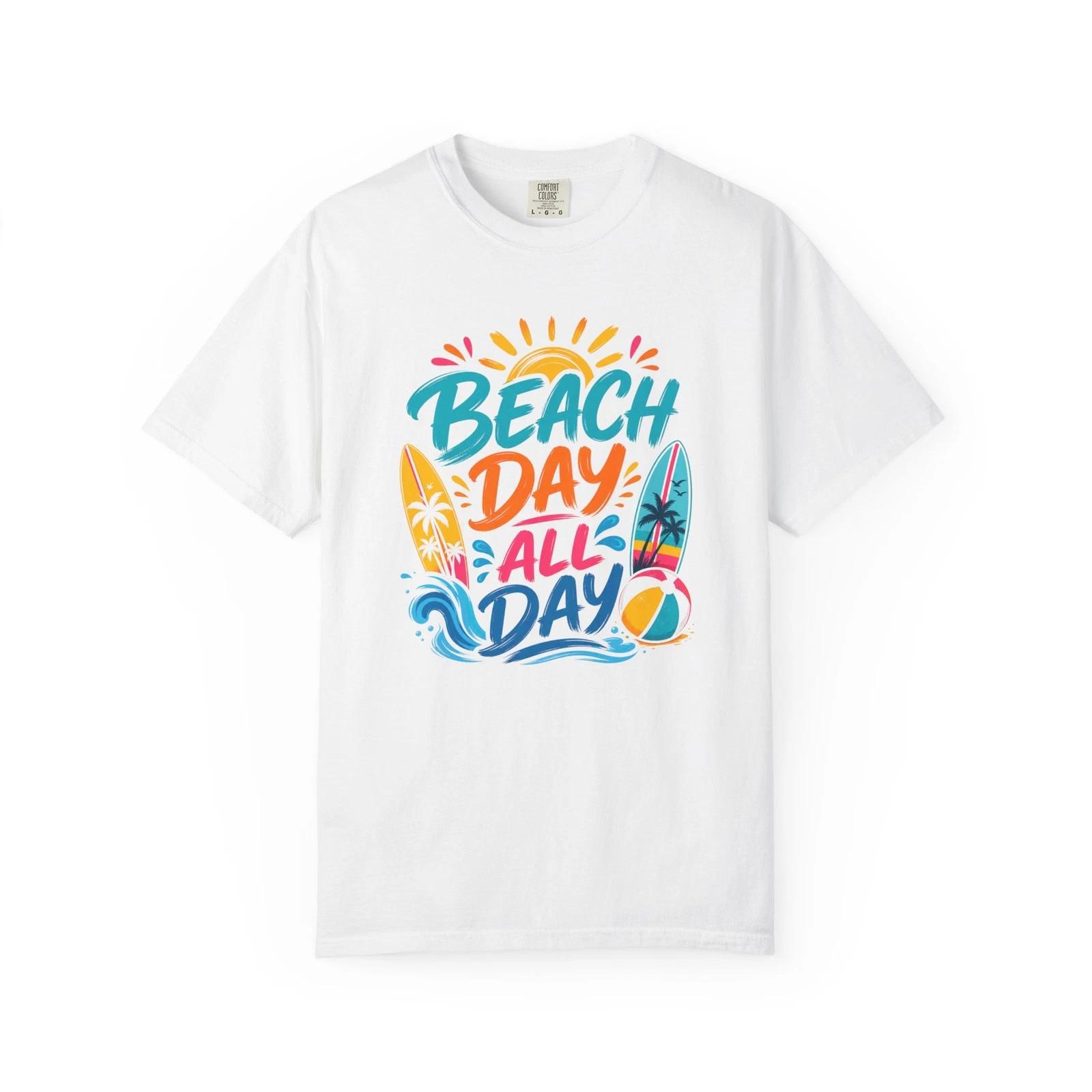 

Beach Day All Day T-T-Shirt Colorful Surf Summer Tee 3XL