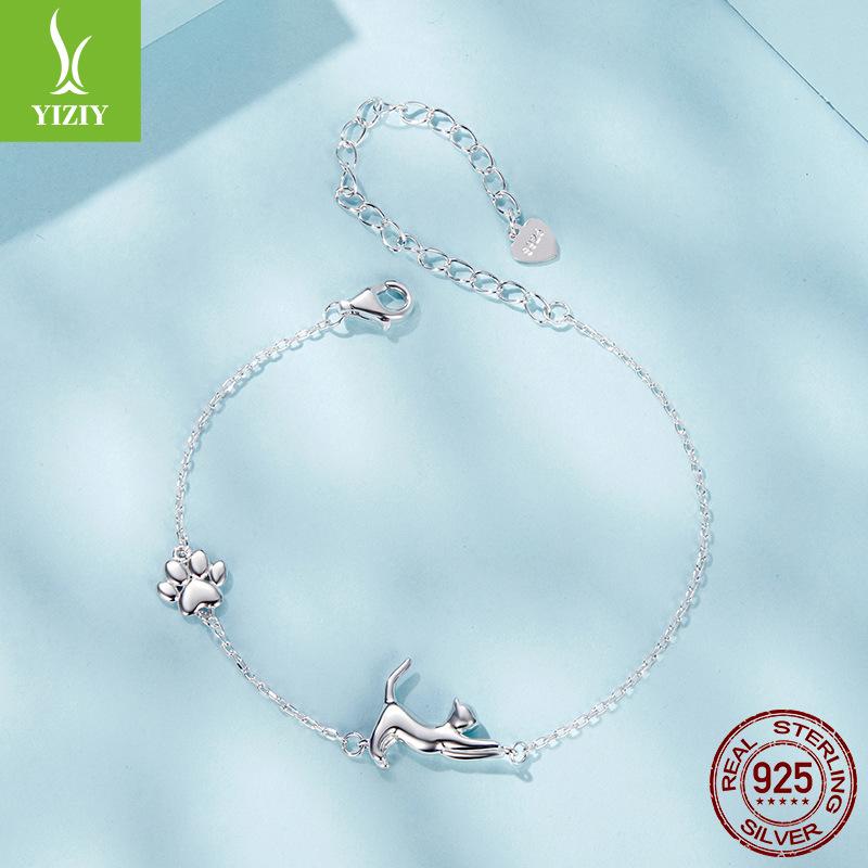 Dachshund Dog Bracelet Female Simple Cute Animal Puppy Cat S925 Sterling Silver Bracelet