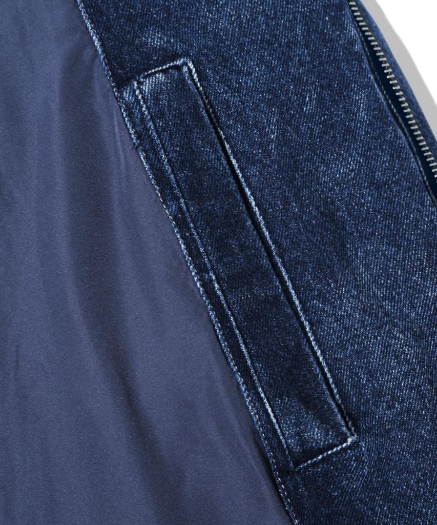 Trillion Denim Washed Biker Padded Jacket_Middle Blue