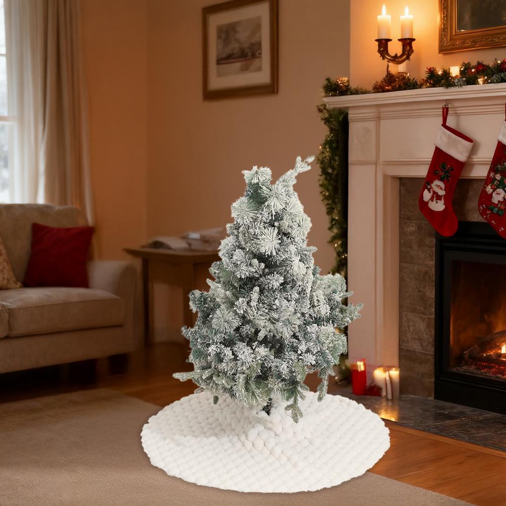Holiday Tree Skirt Luxurious Plush Christmas Tree Skirt for Home Decor Round Xmas Trees Base Cover Carpet Mat Ornaments