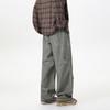 Autumn and winter elastic pure cotton overalls wear-resistant multi-bag fashion simple paratrooper pants men's loose straight wide-leg casual pants