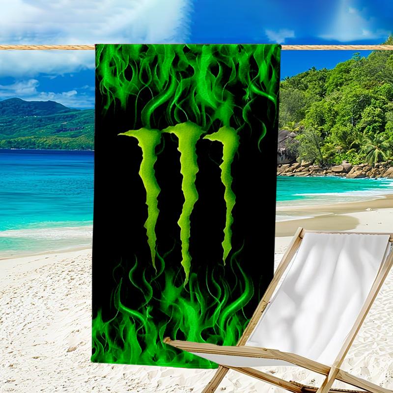 Leistungsstarkes Energy-Drink-Logo Mikrofaser-Strandtuch, Leicht und Schnelltrocknend, für Sommerreisen, Strand-Essentials, Schwimmbad Outdoor