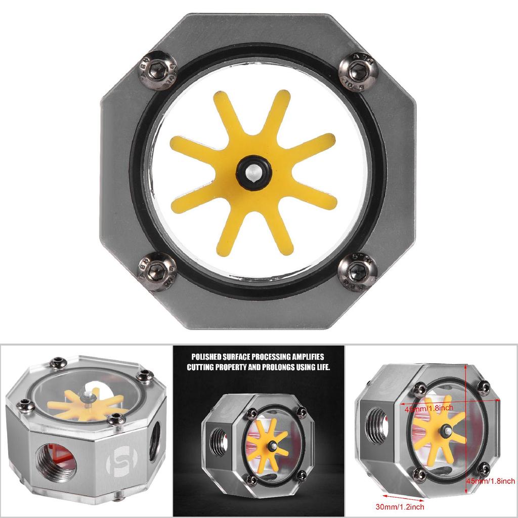 Aluminum Alloy G1 4 Thread Water Cooling Flow Meter Indicator for PC Water Cooling System Gray
