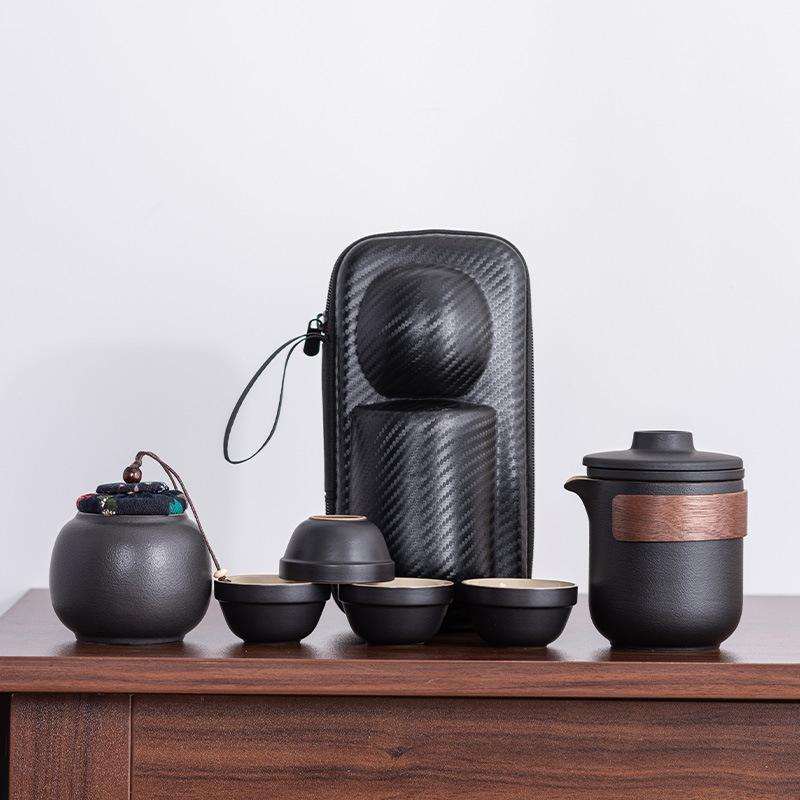 Travel Tea Set, Gift, High-end Ceramic Portable Outdoor Tea, One Pot of Four Cups, New Chinese Express Cup