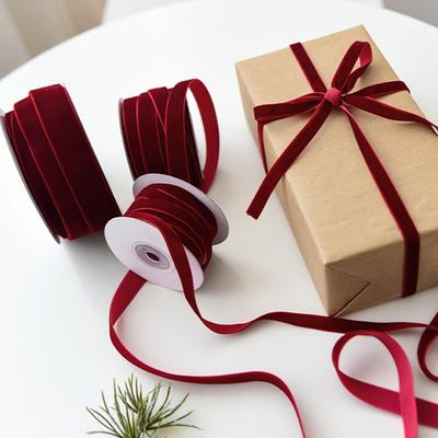 Décorations d'arbre de Noël en ruban 6/10M DIY Tissu velours Ruban d'emballage cadeau Nœud papillon Décoration suspendue réutilisable pour arbre de Noël