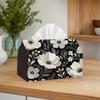 2D Flat, 1pc 2D Flat, Oversized Black and White Floral Style Tissue Box for Home, Office, or Gifting, Polyester Material, 2D Flat