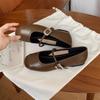 Sheepskin version~ genuine leather French silver light mouth with flat bottom inner height increase Mary Jane jk single shoes women's small leathe