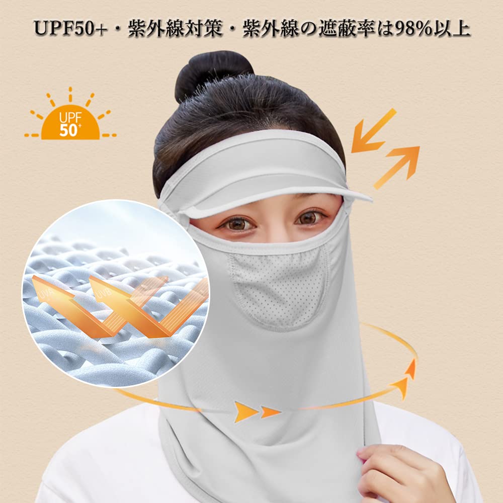 Turkalla Neck Guard and Face Cover UV Protection Sun Cap with UPF Sun Mesh and for Outdoor and Mountaineering (2-Pack) - 360-Degree 50+ Protection,