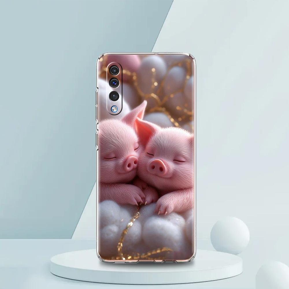 Transparent Phone Case for Samsung Galaxy A16 A14 A12 A22 A24 A42 A02 A03S A06 A20 A30 A40 Soft TPU Cover Cute Pig Pattern Capas