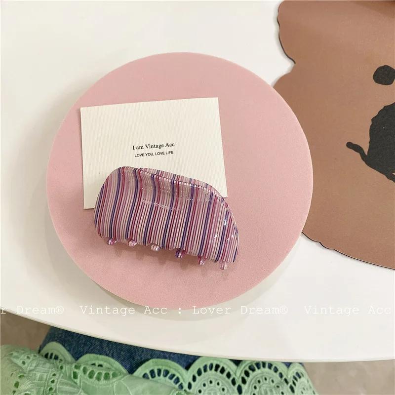 Acetate Hair Claw Medium Size Colorful Grid Plaid Stripe Hair Clip Shark Clips Girls Women Hair Accessories
