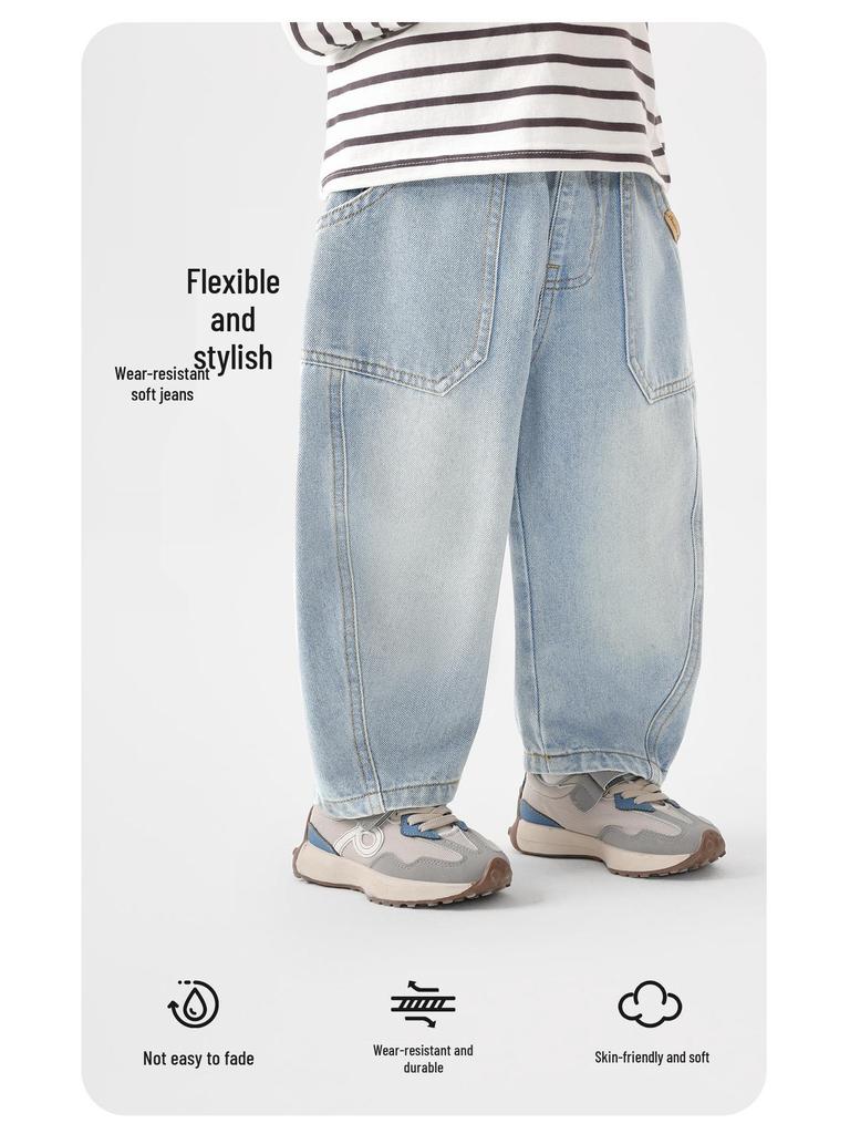 European Boys' Jeans, Spring 2026 Collection, Medium-Large, Casual Style for Kids (Spring/Autumn).