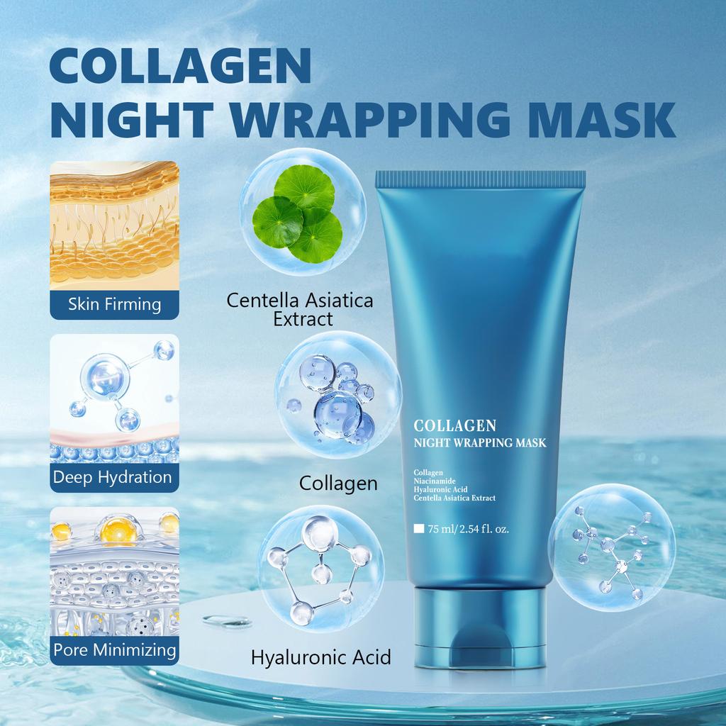 Collagen Night Mask, Peeling Mask, Hydrolyzed Collagen, Glassy Skin, Hydrating And Moisturizing