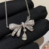 Zircon Bow Pendant Water Drop Necklace for Women - Autumn/Winter Collection