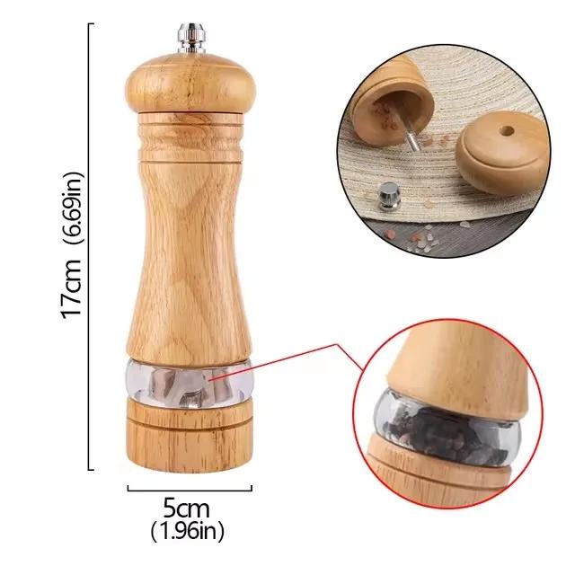 

2026 1PC Manual Pepper Grinder; Acrylic and Rubber Wood Ceramic Core Freshly Ground Pepper Powder Seasoning Grinder Bottle