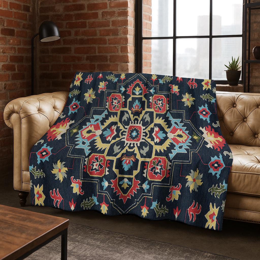 Persian Bohemian Series Pattern Flannel Blanket Soft Warm Blanket for Home Bedroom Office Travel Camping Picnic Gift To Friend