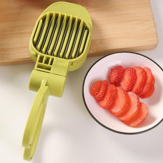 Egg Slicer for Hard Boiled Eggs Stainless Steel Food Slicer for Eggs Fruits Cheese Strawberry Easy-Press Kitchen Slicing Tool with Ergonomic Handle