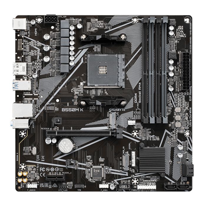 Carte mère - gigabyte - b550m k - socket am4 - ddr4 jusqu'à 128 go - pcie 4.0 x16