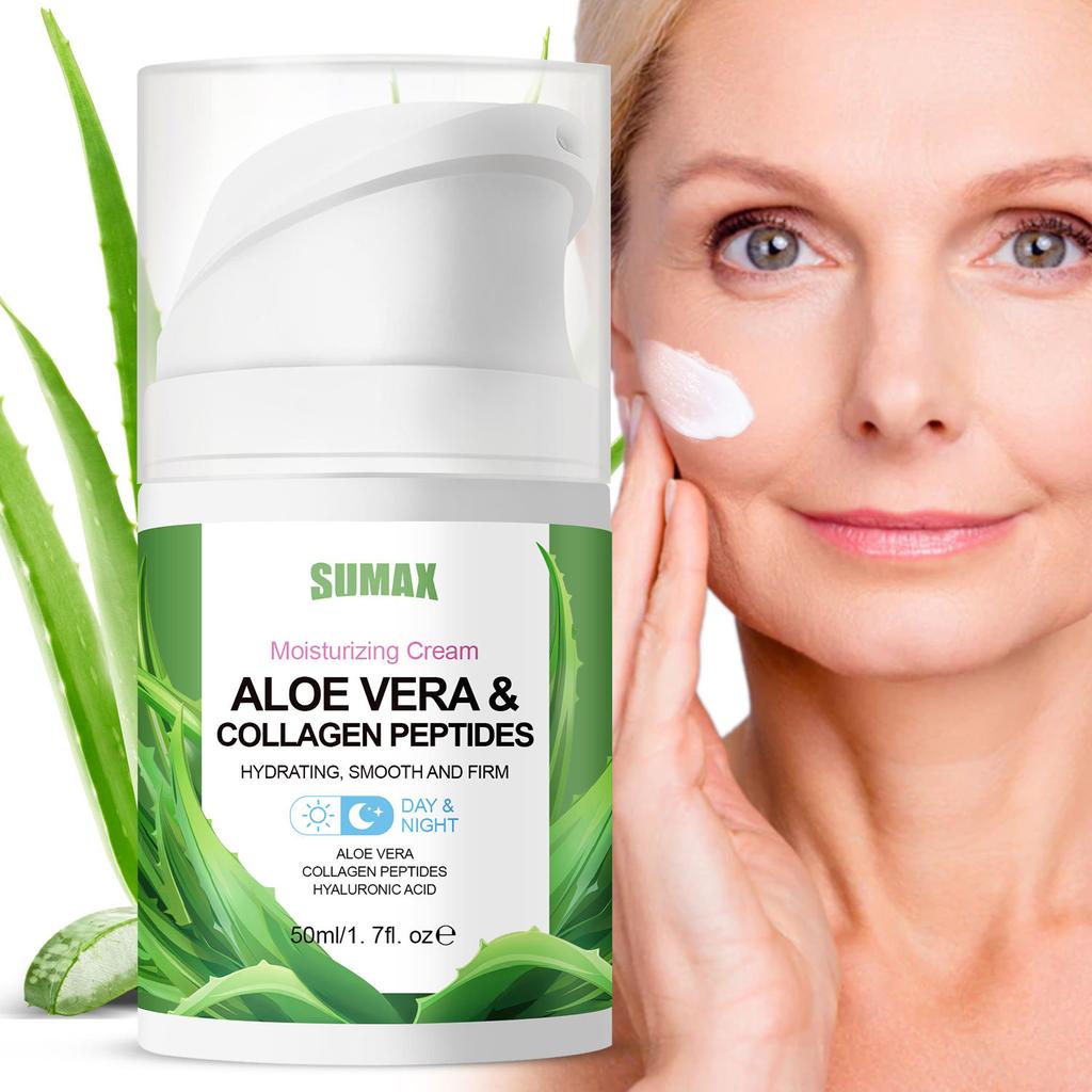 50ml Duckbill Press Bottle Aloe Vera Gel Pro-Peptide Moisturizing Resurfacing Cream Moisturize and Brighten Skin Tone Revitalize and Nourish Hydrate