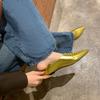 Fashion 2025 New Spring Pointed Toe Flat Heel Flats Genuine Leather Shoes for Women Concise Slip-on Handmade Women Mules Ladies Shoes