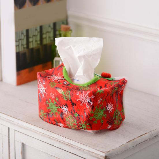 Holiday Office Table Accessory Christmas Tissue Box Cover, Santa Face Napkin Dispenser Sleeve, Non-Woven Fabric Soft Holder for Home Party,